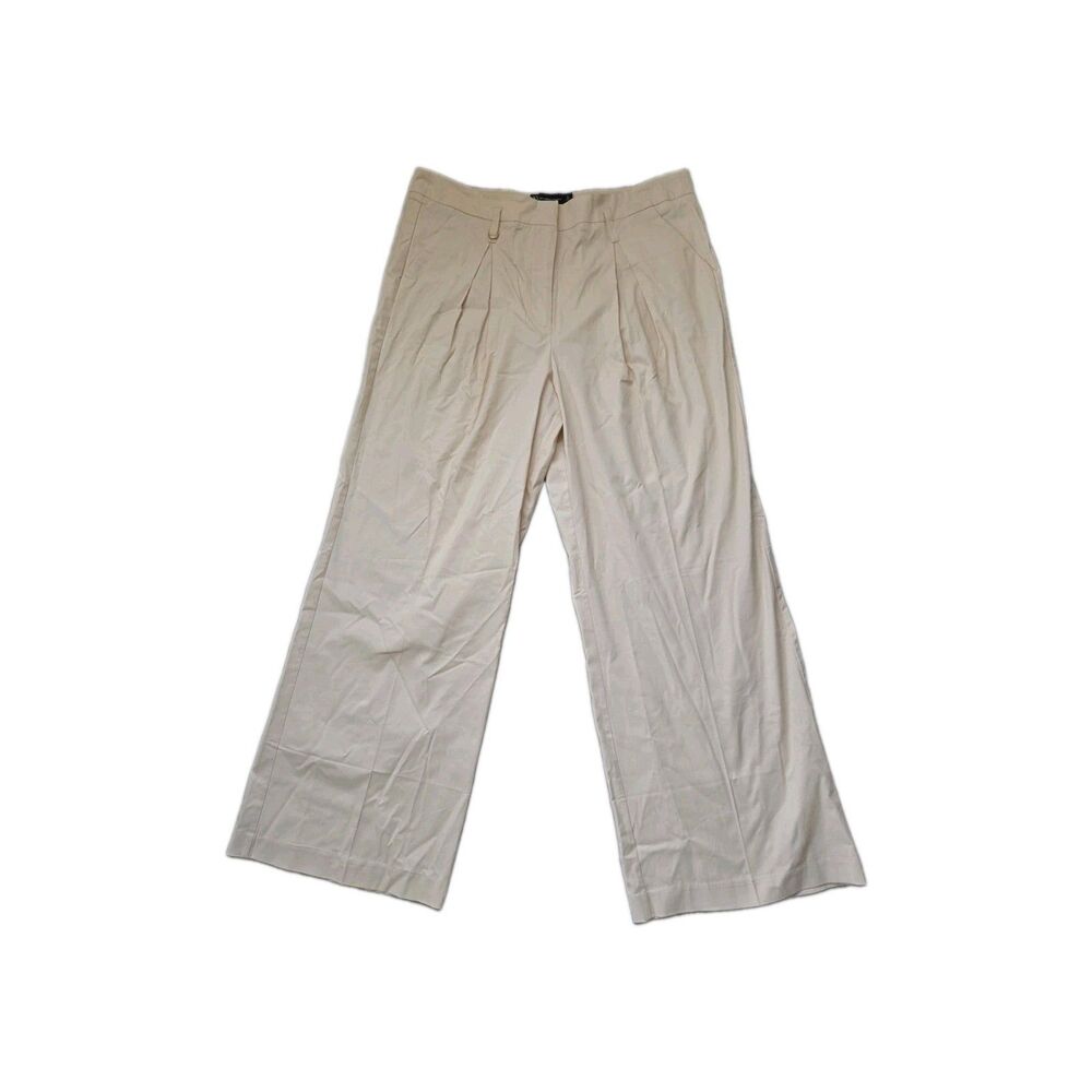 NWT NY&C New York & Company Womens XL Cream Wide Leg Pleated Trouser Pants